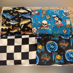 fabric bundle - cotton fabrics - checkerboard , fish , Def Leppard , Pinup